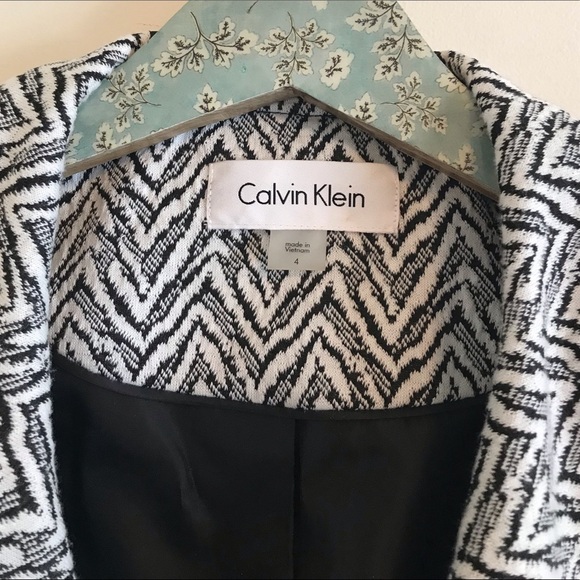 Calvin Klein Cascade Front Knit Blazer Black White - Picture 3 of 7